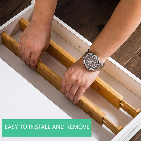 12 Pack Bamboo Adjustable Kitchen Drawer Dividers (Large, 44-55 cm)-1978962241843761160