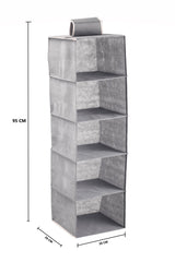 2 Pack 5-Tier Shelf Hanging Closet Organizer and Storage for Clothes (Grey)-1978962242040893448