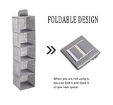 3 Pack 5-Tier Shelf Hanging Closet Organizer and Storage for Clothes (Grey) - Front View