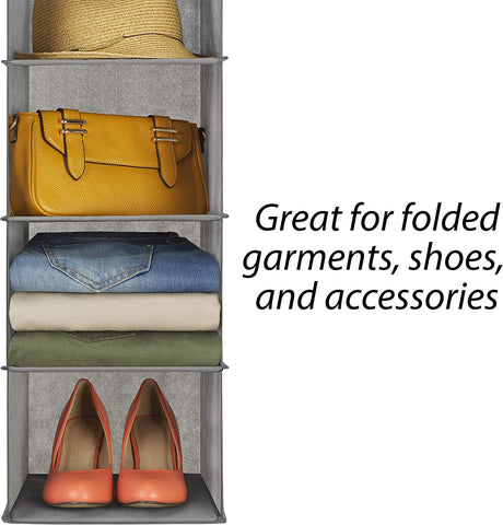 3 Pack 5-Tier Shelf Hanging Closet Organizer and Storage for Clothes (Grey)-1978962242468712453