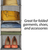 3 Pack 5-Tier Shelf Hanging Closet Organizer and Storage for Clothes (Grey) - Top-Down View