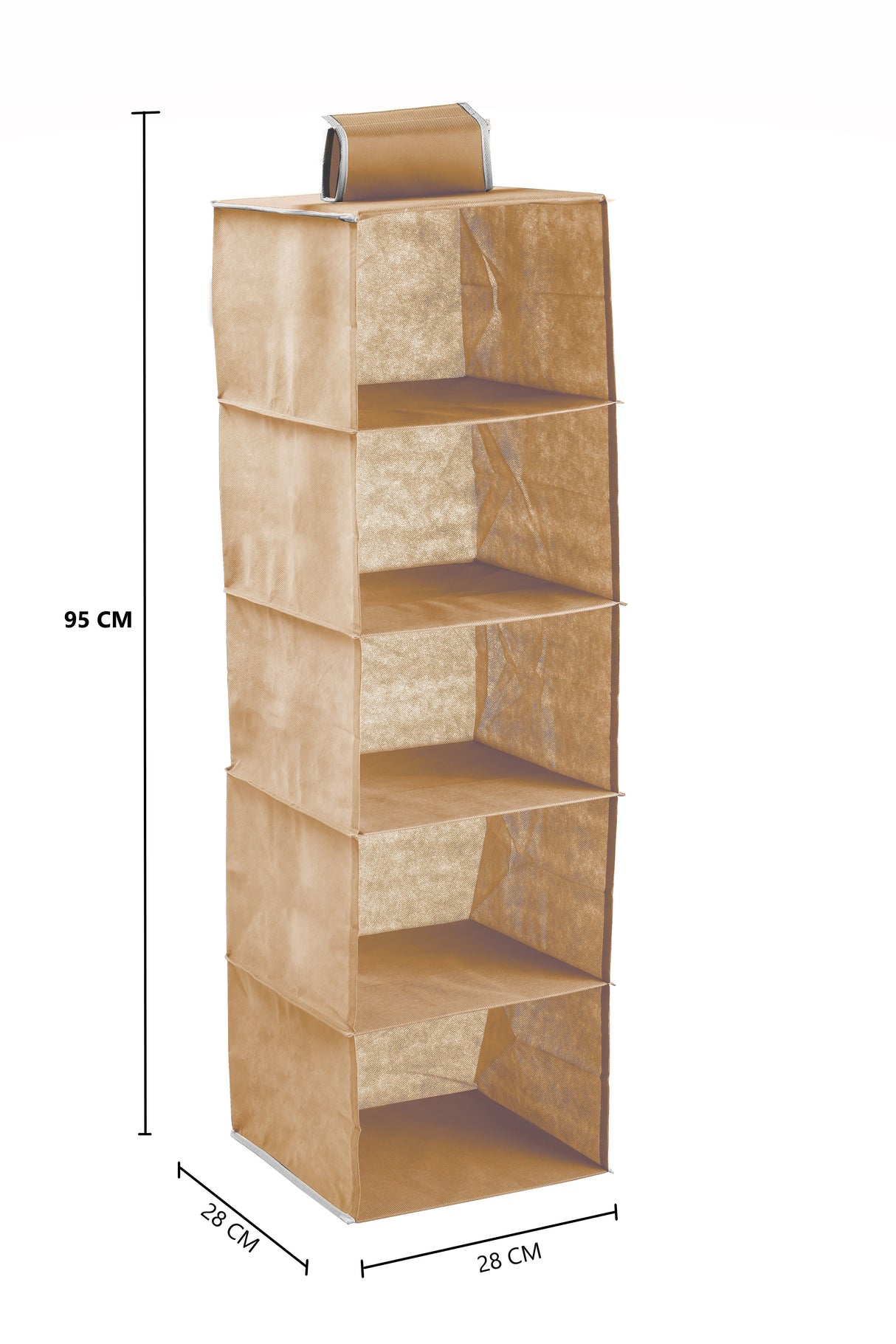 3 Pack 5-Tier Shelf Hanging Closet Organizer and Storage for Clothes (Beige)-1978962242703593480