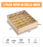 4 Pack - 2 x Fabric Drawer Organizer and 2 x Storage for Clothes (Beige)-1978962243106246661