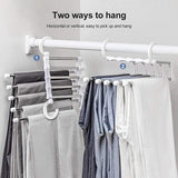 4 Pack Stainless Steel Adjustable 5 in 1 Pants Hangers Non-Slip Space Saving for Home Storage - Top-Down View