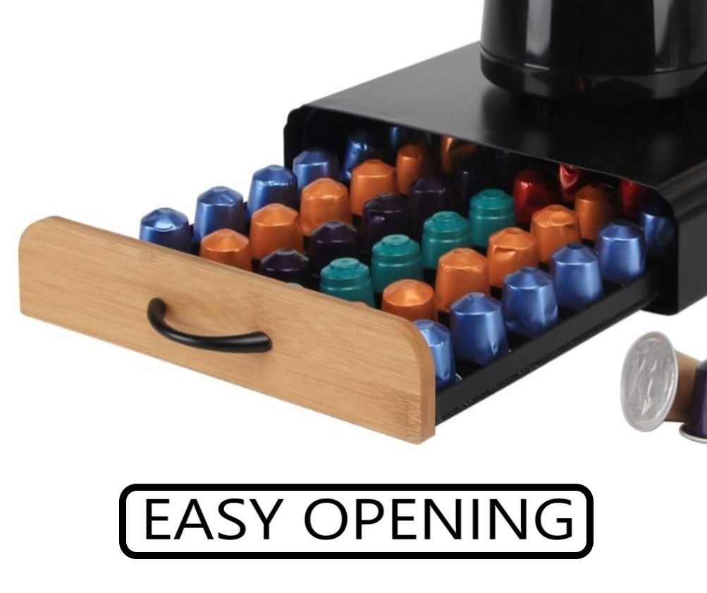 CARLA HOME Coffee Pods Holder Storage Drawer Compatible with 60 Nespresso Pods for Kitchen Storage & Organisation, Nespresso Pod Holder Coffee Machine for Home Storage (Natural)-1992735291076644867