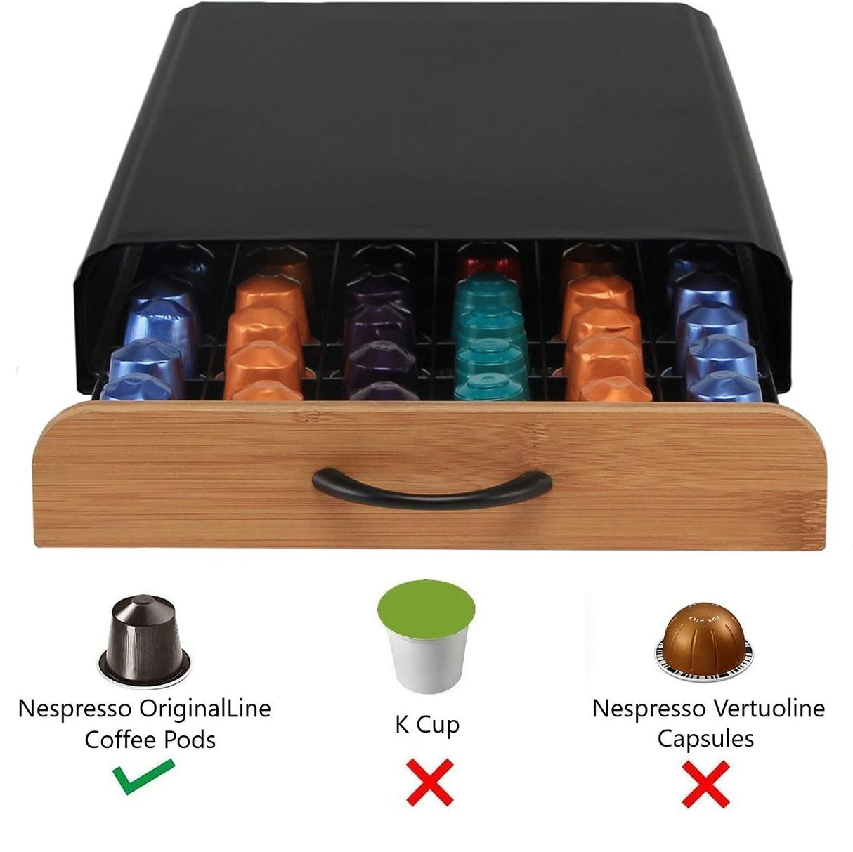 CARLA HOME Coffee Pods Holder Storage Drawer Compatible with 60 Nespresso Pods for Kitchen Storage & Organisation, Nespresso Pod Holder Coffee Machine for Home Storage (Natural)-1992735291076644869