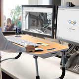 CARLA HOME Laptop Bed Desk with storage, Breakfast Bed Tray with Foldable Legs, Portable Desk, Sofa Tray with Foldable Legs, Laptop Desk for Bed, Laptop Stand for Bed Tray, Computer Bed Table for Laptop for Adults, Kids & Home Office (Natural) - Top-Down View