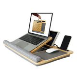 CARLA HOME Bamboo Laptop Lap Desk with Cushion and Angle Adjustable for Office and Home - Low Angle