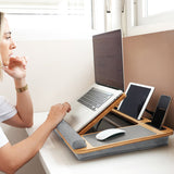 CARLA HOME Bamboo Laptop Lap Desk with Cushion and Angle Adjustable for Office and Home-1992735290208423937