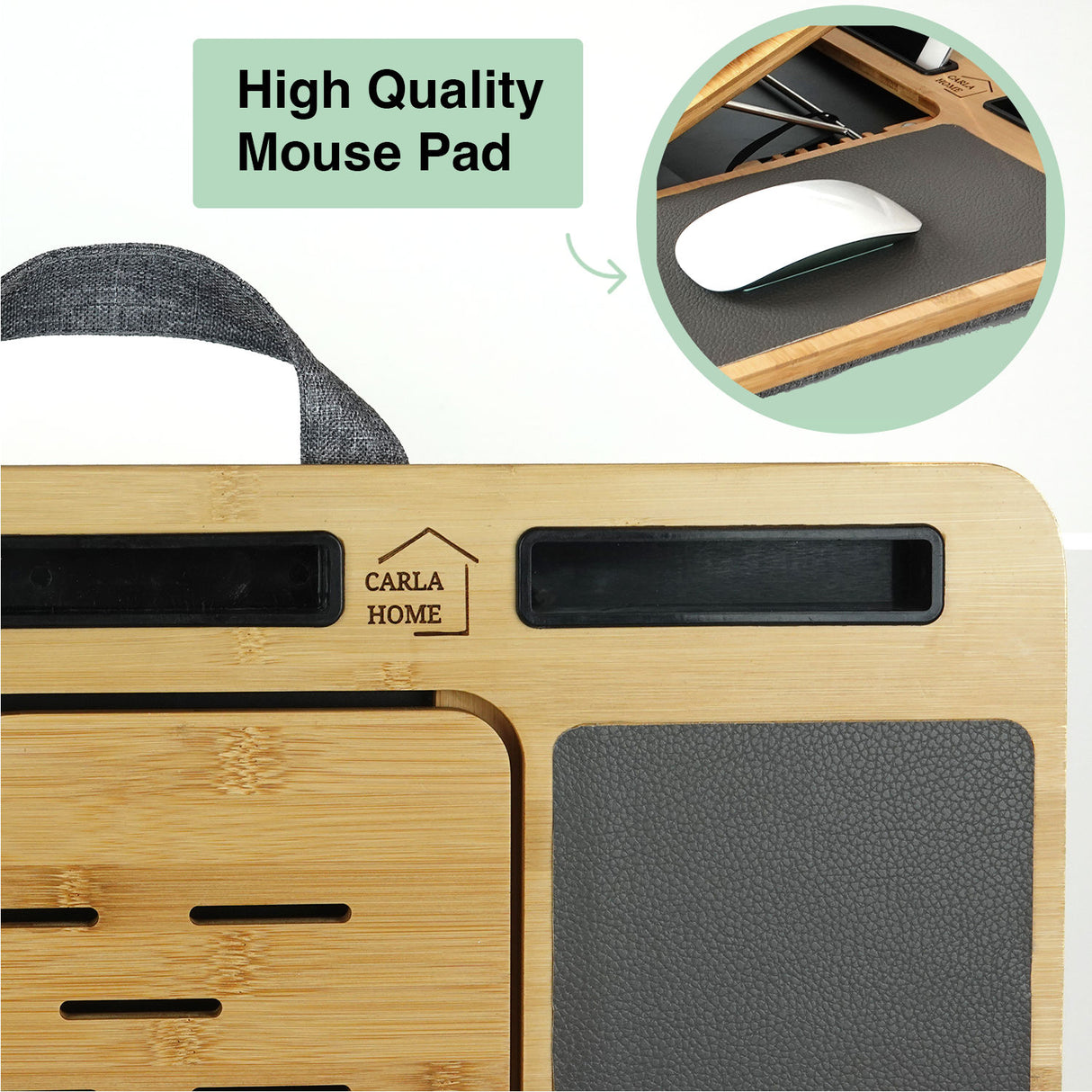 CARLA HOME Bamboo Laptop Lap Desk with Cushion and Angle Adjustable for Office and Home-1992735290208423942