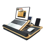 CARLA HOME Bamboo Laptop Lap Desk with Cushion and Angle Adjustable for Office and Home - Low Angle