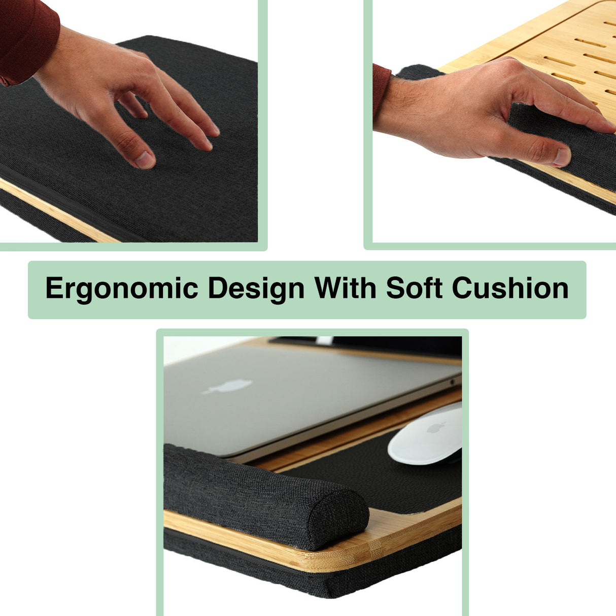 CARLA HOME Bamboo Laptop Lap Desk with Cushion and Angle Adjustable for Office and Home-1992735291974225924