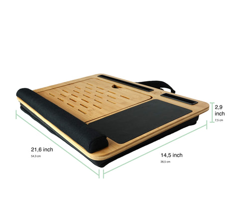 CARLA HOME Bamboo Laptop Lap Desk with Cushion, Angle Adjustable and Sleeve Case Bag for Office and Home-1992735289684135943