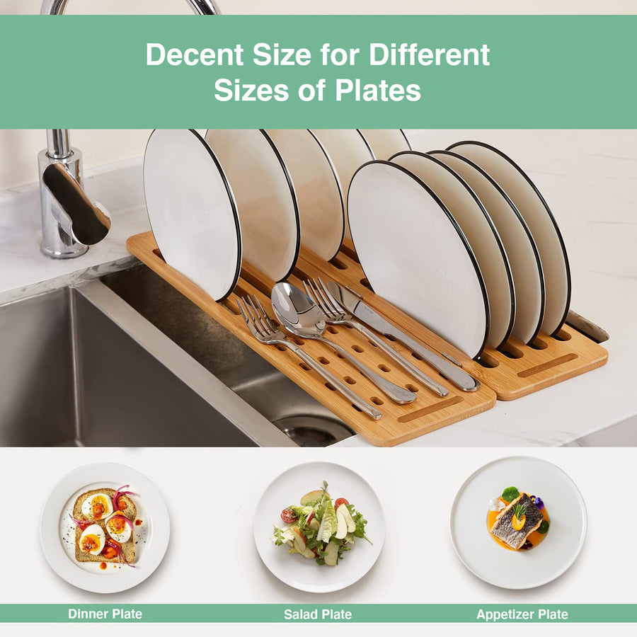 CARLA HOME Foldable Bamboo Dish Drying Rack for Kitchen-1992735281878536196