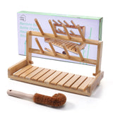 CARLA HOME Portable Bamboo Baby Bottle Drying Rack - Low Angle