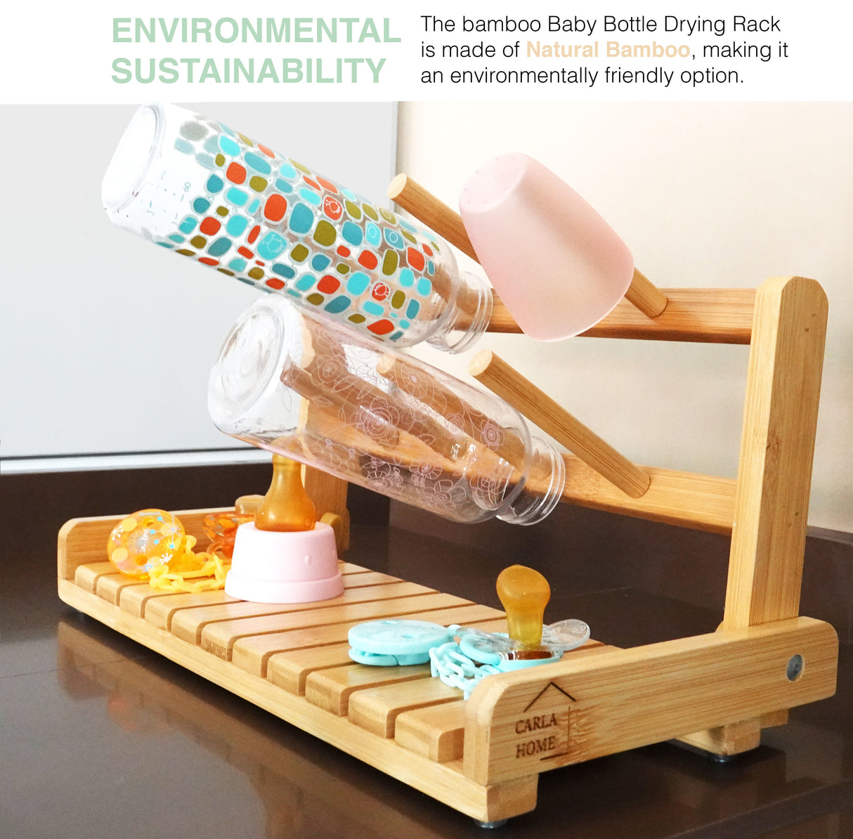 CARLA HOME Portable Bamboo Baby Bottle Drying Rack-1992735281127755777
