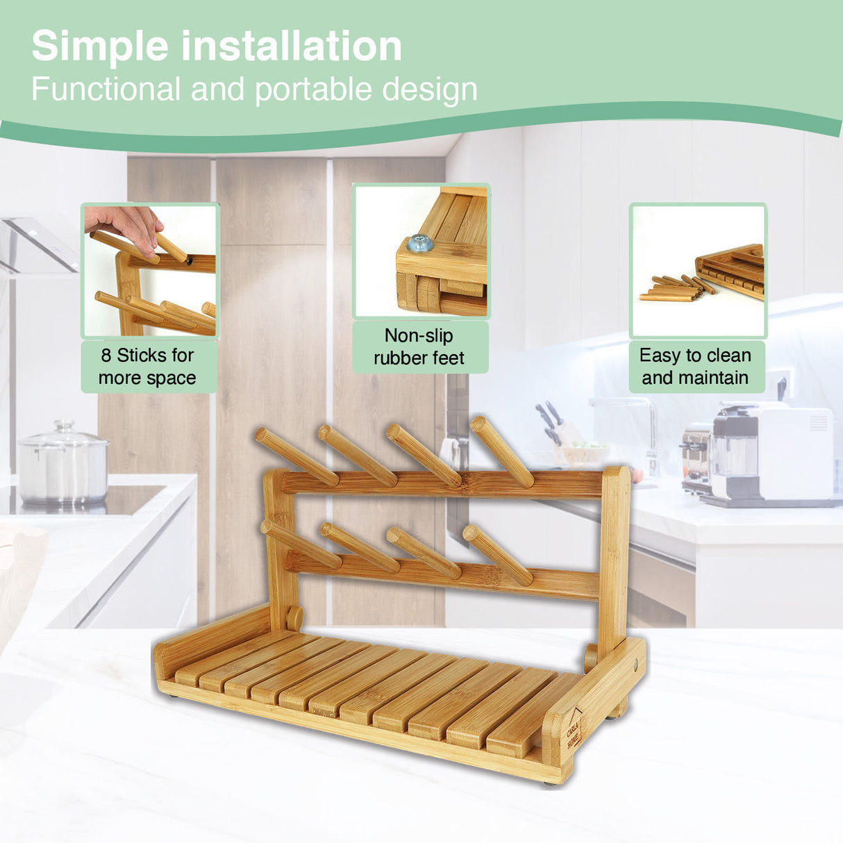 CARLA HOME Portable Bamboo Baby Bottle Drying Rack-1992735281127755779
