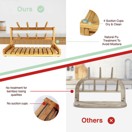 CARLA HOME Portable Bamboo Baby Bottle Drying Rack-1992735281127755781