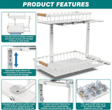 CARLA HOME 2-Tier Kitchen Under Sink Organiser Storage with Height Adjustable, Unique Slide Rail & Suction Cups for Storage - Front View
