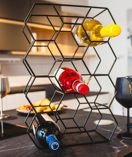 CARLA HOME 14 Bottle Freestanding Modern Metal Countertop Wine Rack Countertop-1992735284252512258