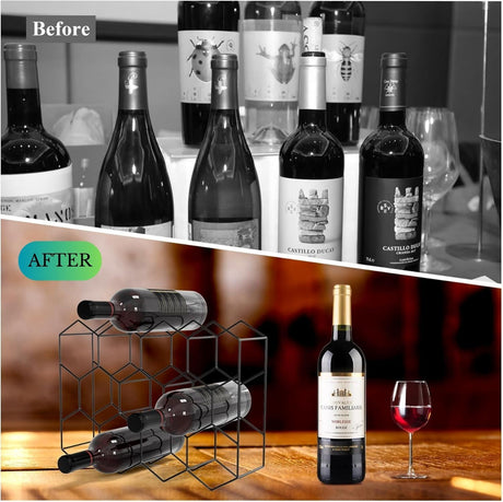 CARLA HOME 14 Bottle Freestanding Modern Metal Countertop Wine Rack Countertop-1992735284252512262