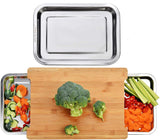 CARLA HOME Chopping Board with with 2 Organiser Stainless Steel Trays Containers - Extra Image
