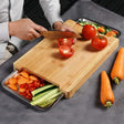 CARLA HOME Chopping Board with with 2 Organiser Stainless Steel Trays Containers-1992735287557623809