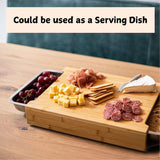 CARLA HOME Chopping Board with with 2 Organiser Stainless Steel Trays Containers - Side View