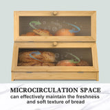 CARLA HOME Double Layer Bamboo Bread Box for Kitchen Counter with Large Capacity and Clear Window-1992735293874245636