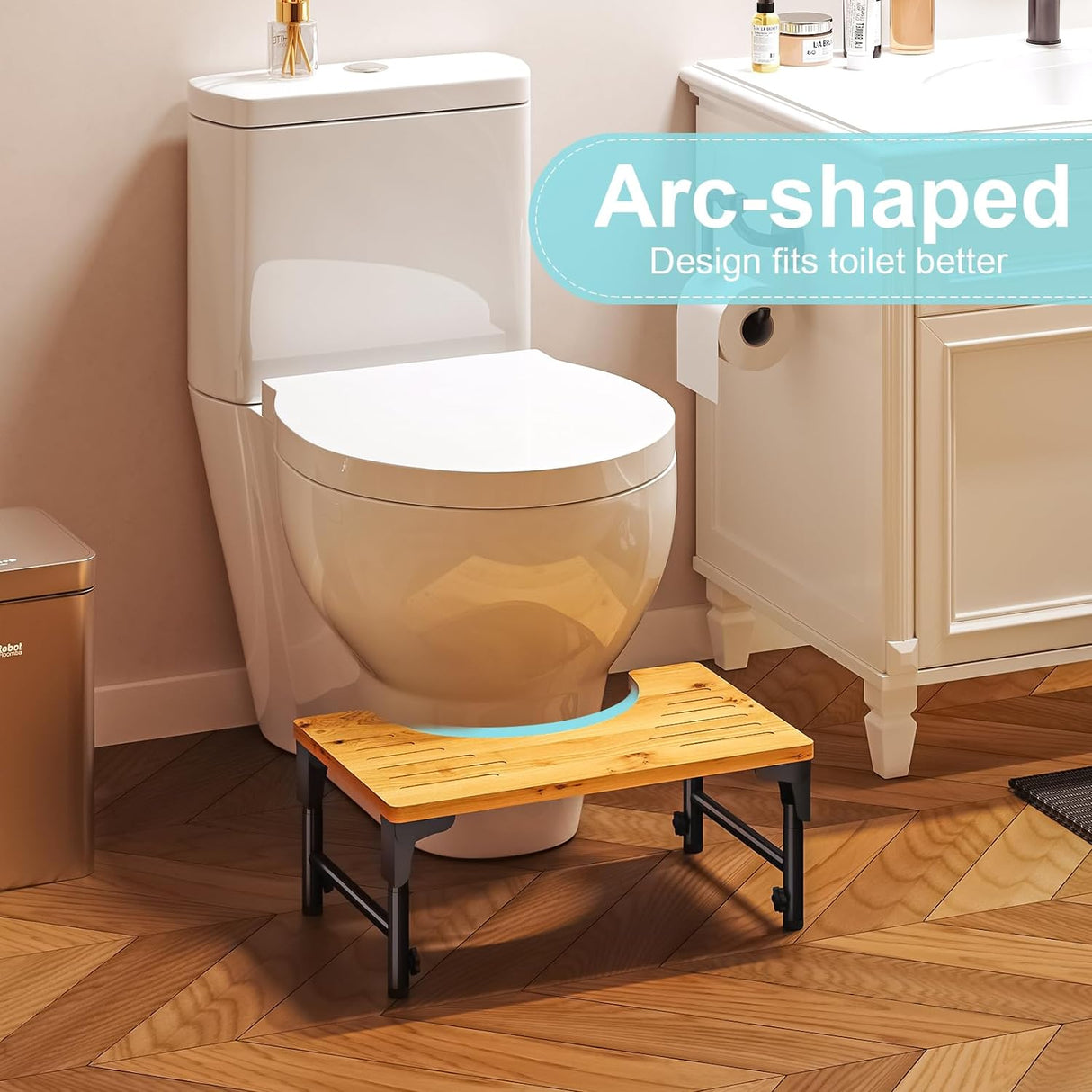 CARLA HOME Bamboo Toilet Stool Foldable and Adjustable Height with Non-Slip Layer for Bathroom-1978962246885314565