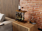 CARLA HOME Wine Rack Countertop Wooden & Metal Holder for 6 Bottles & 2 Glasses-1992735291244417027