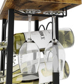 CARLA HOME Wine Rack Countertop Wooden & Metal Holder for 6 Bottles & 2 Glasses-1992735291244417029