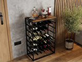 CARLA HOME 6-Tier Freestanding Wine Rack for 30 Bottles with Wood Countertop and Sturdy Metal Frame - Low Angle