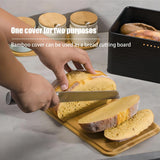 CARLA HOME Bread Bin with Bamboo Lid used as Chopping Board for Kitchen Countertop - Front View