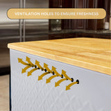 CARLA HOME Bread Bin with Bamboo Lid used as Chopping Board for Kitchen Countertop - Side View