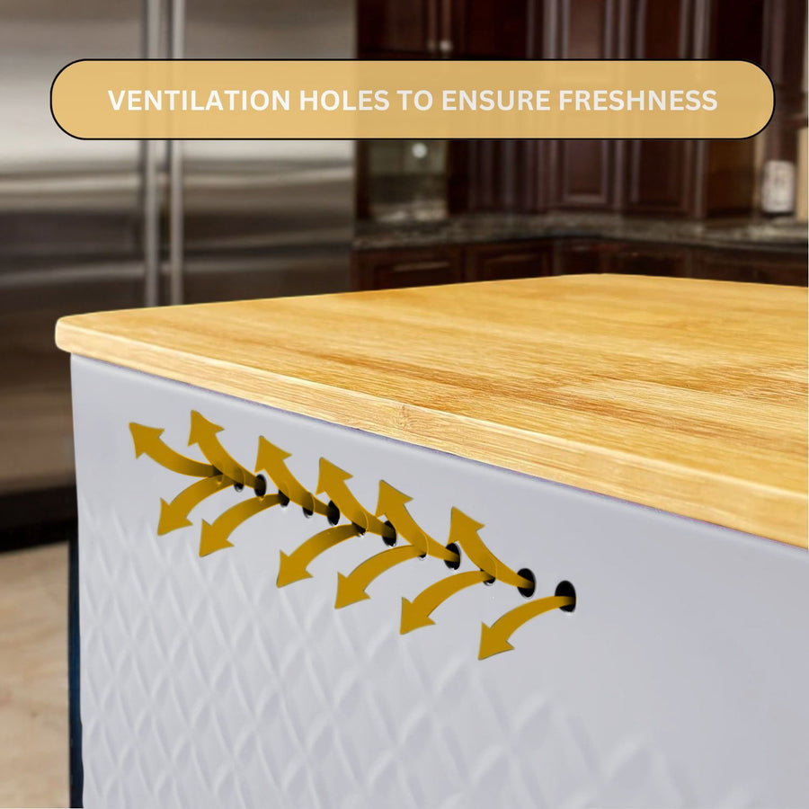 CARLA HOME Bread Bin with Bamboo Lid used as Chopping Board for Kitchen Countertop-1992735288803332099