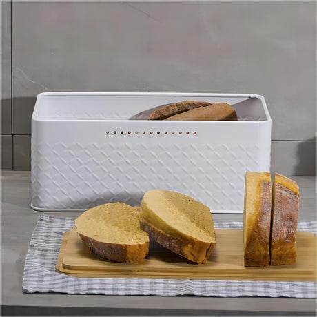 CARLA HOME Bread Bin with Bamboo Lid used as Chopping Board for Kitchen Countertop-1992735288803332100