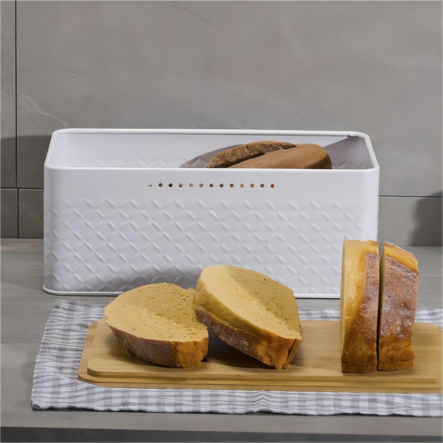 CARLA HOME Bread Bin with Bamboo Lid used as Chopping Board for Kitchen Countertop-1992735288803332100