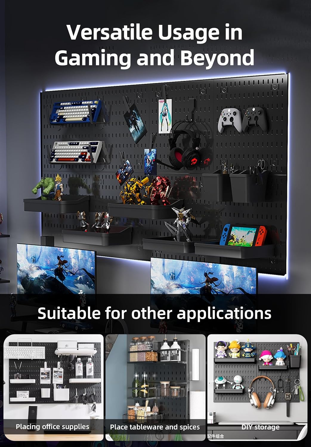 CARLA HOME Pegboard Combination Kit with 4 Pegboards and 18 Accessories Modular Hanging for Wall Organiser-1978962248428818433