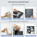 CARLA HOME Pegboard Combination Kit with 4 Pegboards and 18 Accessories Modular Hanging for Wall Organiser - Close-Up Angle