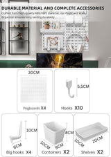 CARLA HOME Pegboard Combination Kit with 4 Pegboards and 18 Accessories Modular Hanging for Wall Organiser