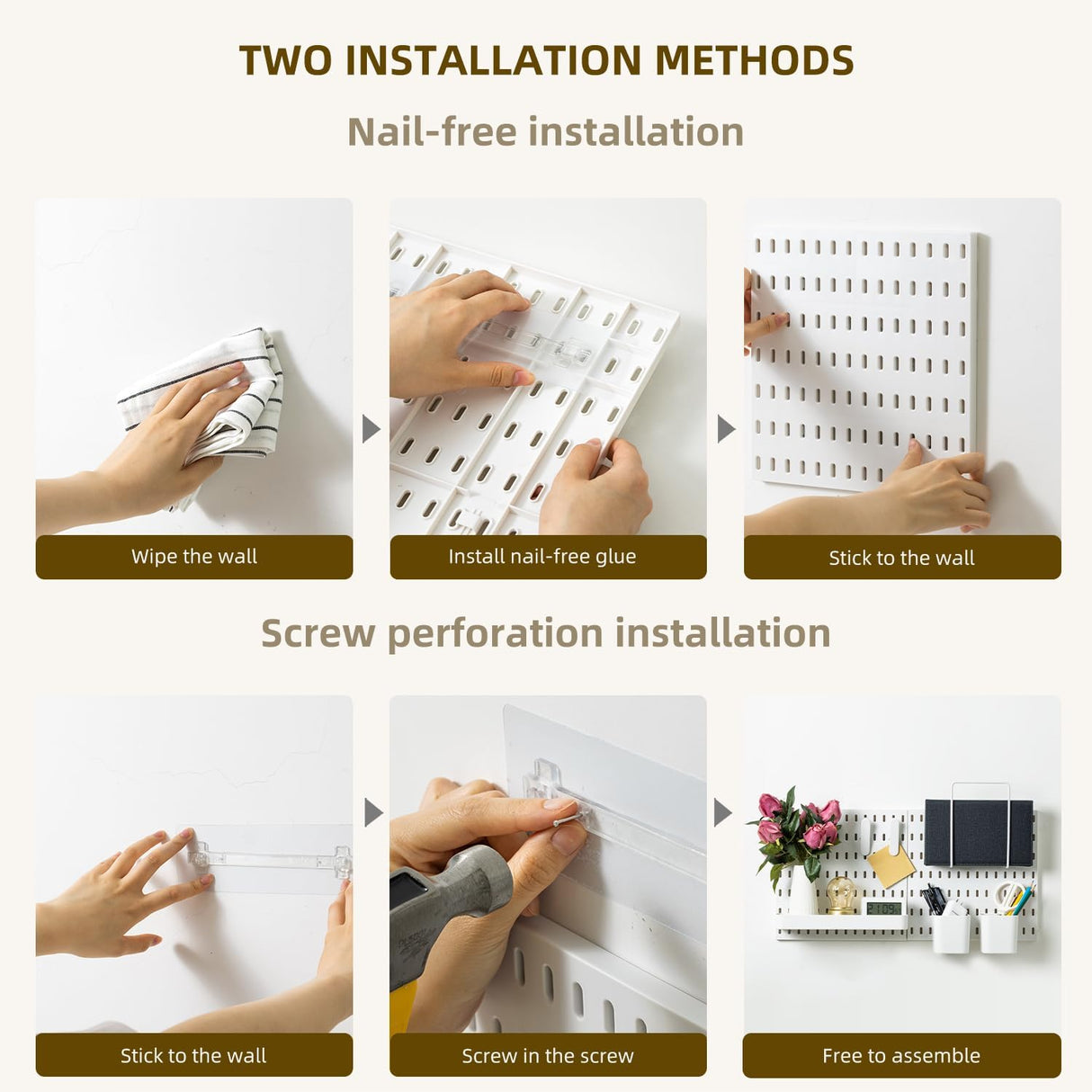 CARLA HOME Pegboard Combination Kit with 4 Pegboards and 18 Accessories Modular Hanging for Wall Organiser-1978962248600784903