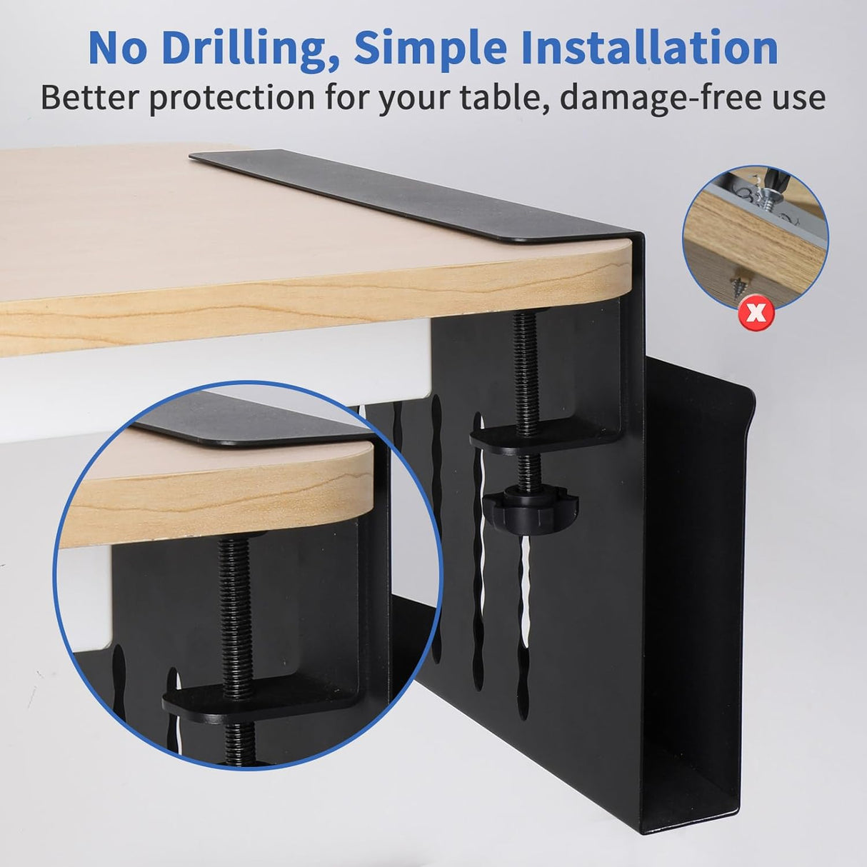 CARLA HOME Under Desk Side Laptop Holder Storage with No Drill Cable Management Tray and Pen Storage for Office and Home-1992735297477152769