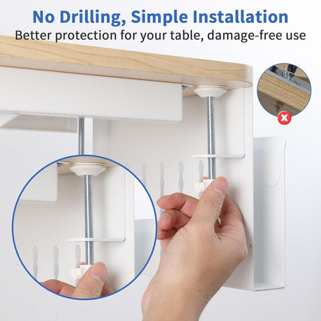 CARLA HOME Under Desk Side Laptop Holder Storage with No Drill Cable Management Tray and Pen Storage for Office and Home-1992735296592154625