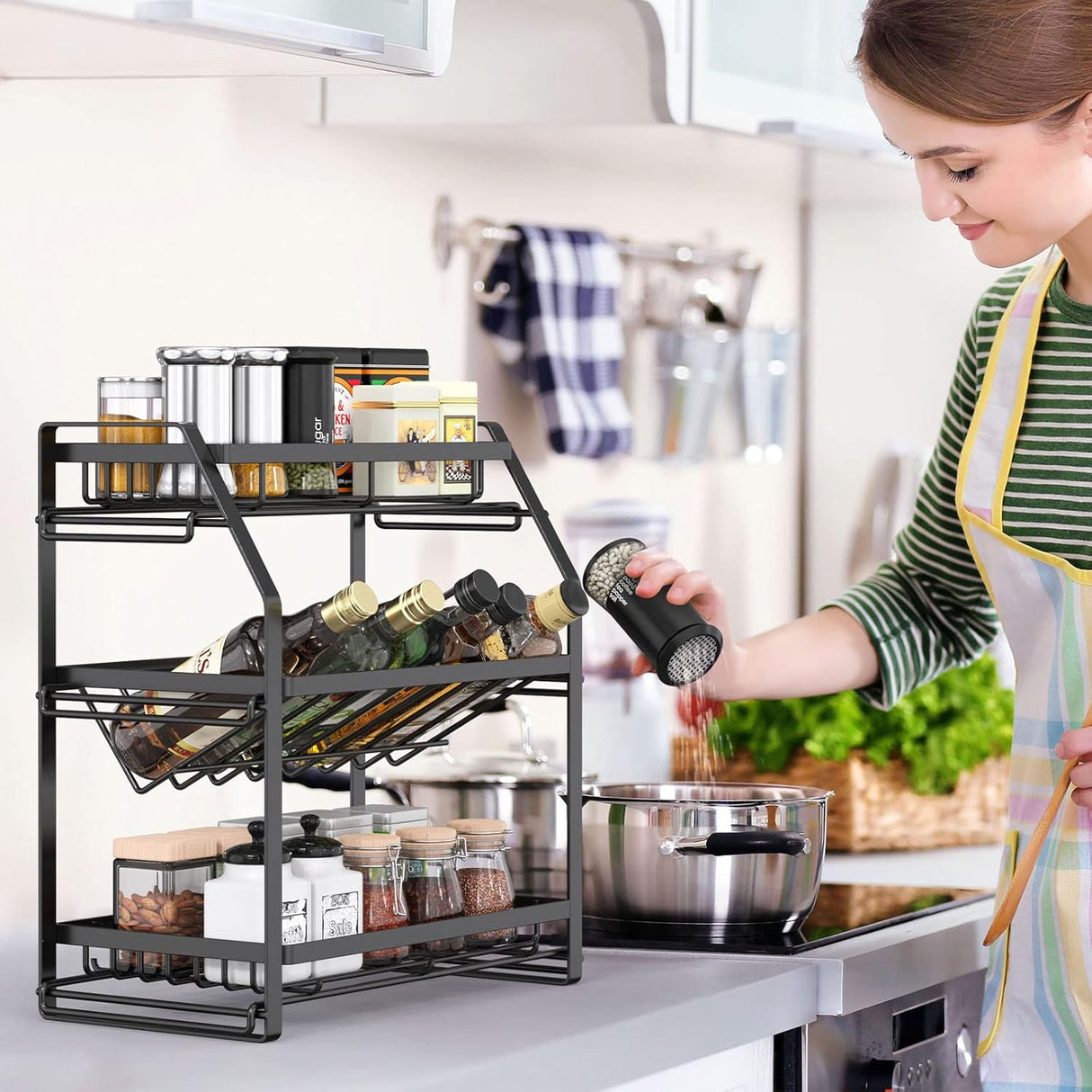 CARLA HOME 3-Tier Detachable Spice Rack Storage Organiser for Kitchen Countertop-1978962249125072898