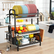 CARLA HOME Dish Drying Rack 3 Tier Large Capacity Kitchen Storage with Utensil and Cutting Board Holder-1992735288283238401