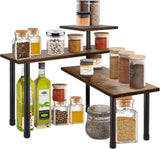 CARLA HOME 3-Tier Wooden Corner Shelf Kitchen Spice Rack Organiser Home Storage & Organisation - Close-Up Angle