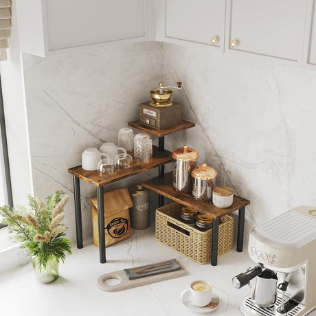 CARLA HOME 3-Tier Wooden Corner Shelf Kitchen Spice Rack Organiser Home Storage & Organisation-1992735294058795009