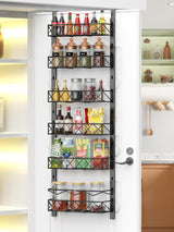 CARLA HOME 6 Tier Adjustable Baskets Over Door Pantry Organiser for Home Kitchen - Low Angle