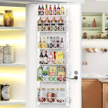 CARLA HOME 6 Tier Adjustable Baskets Over Door Pantry Organiser for Home Kitchen-1992735283900190720